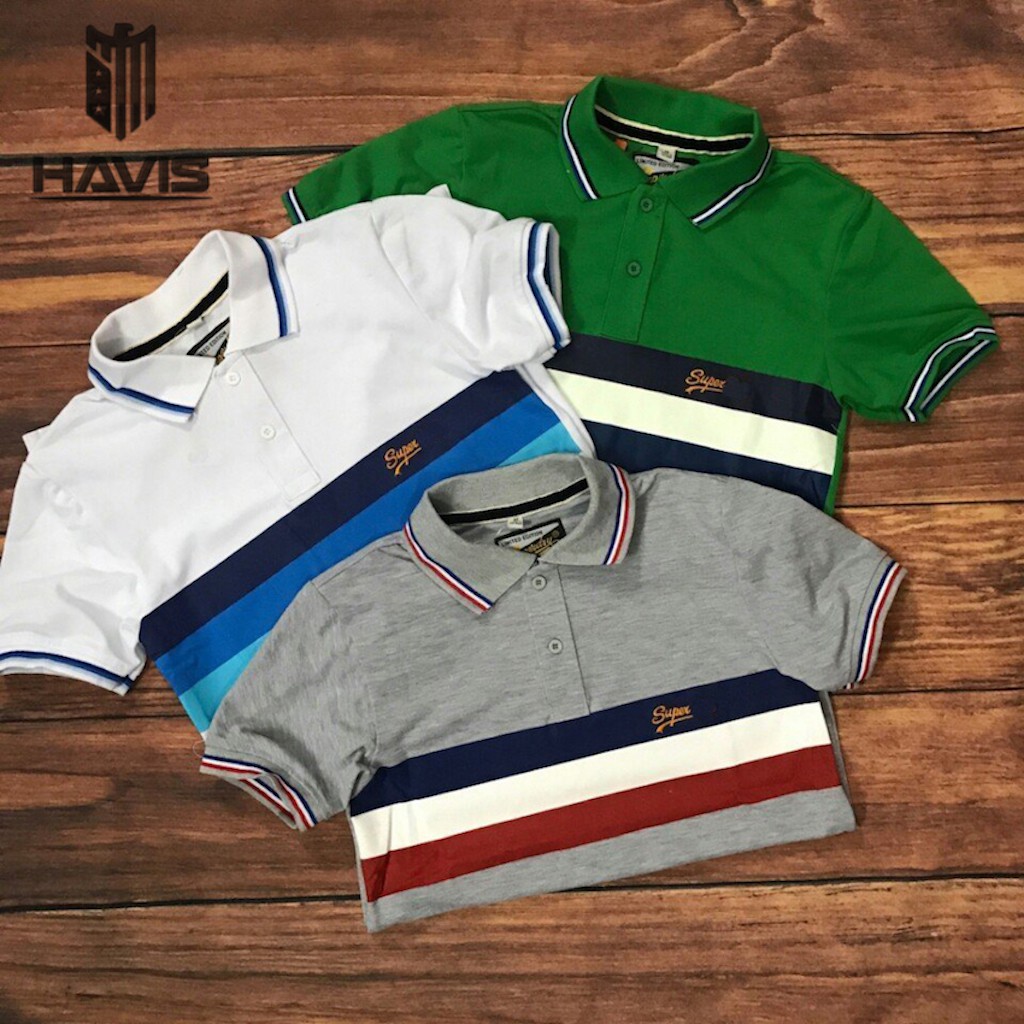 Áo thun nam có cổ Havis phối 3 sọc ngang cực đẹp ASTD052 | BigBuy360 - bigbuy360.vn