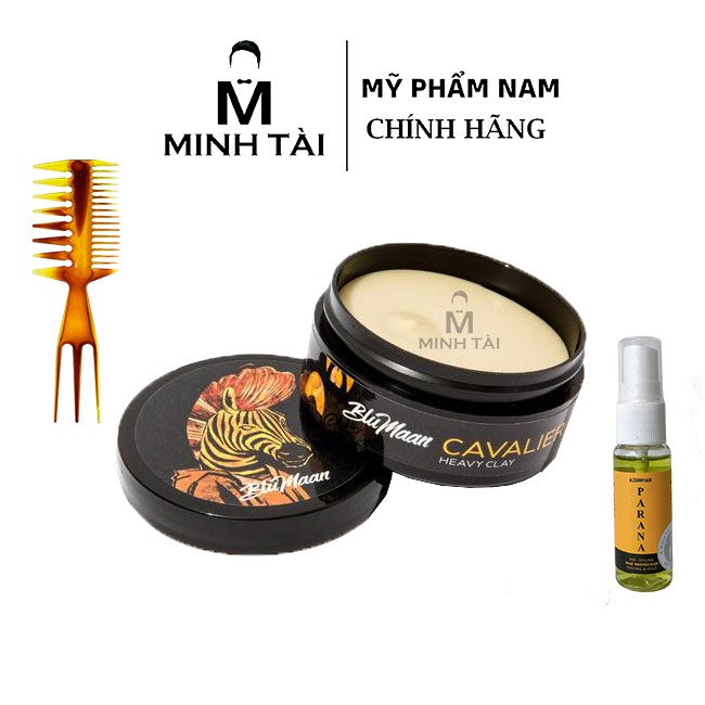 Sáp Vuốt Tóc Nam BLUMAAN Cavalier Heavy Clay (Ngựa Vằn) 74ml + Xịt Dưỡng Tóc AZENMAN Parana 20ml + Lược Chải Tóc Texture