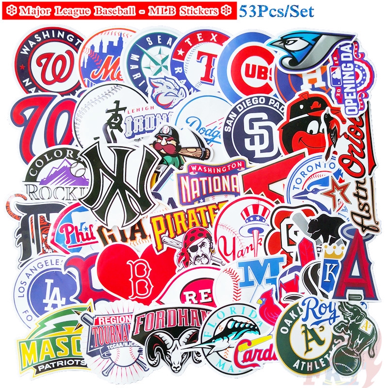 Set 53 miếng dán họa tiết logo MLB Major League Baseball 02 chống thấm nước thời trang