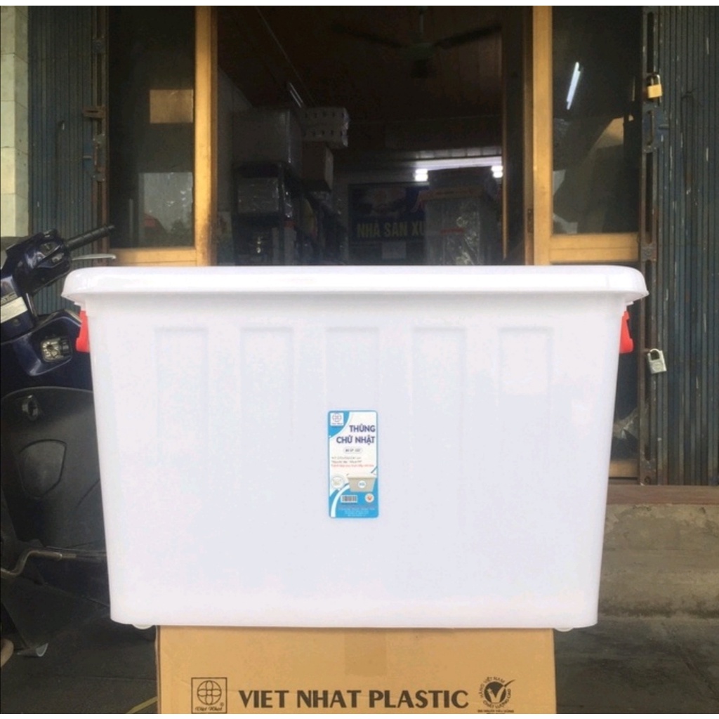 Thùng nhựa vuông đựng đồ đa năng có bánh xe Việt Nhật. 30l: 52 x 32 x 27 . 55l: 60,5 x 42,5 x 31,5