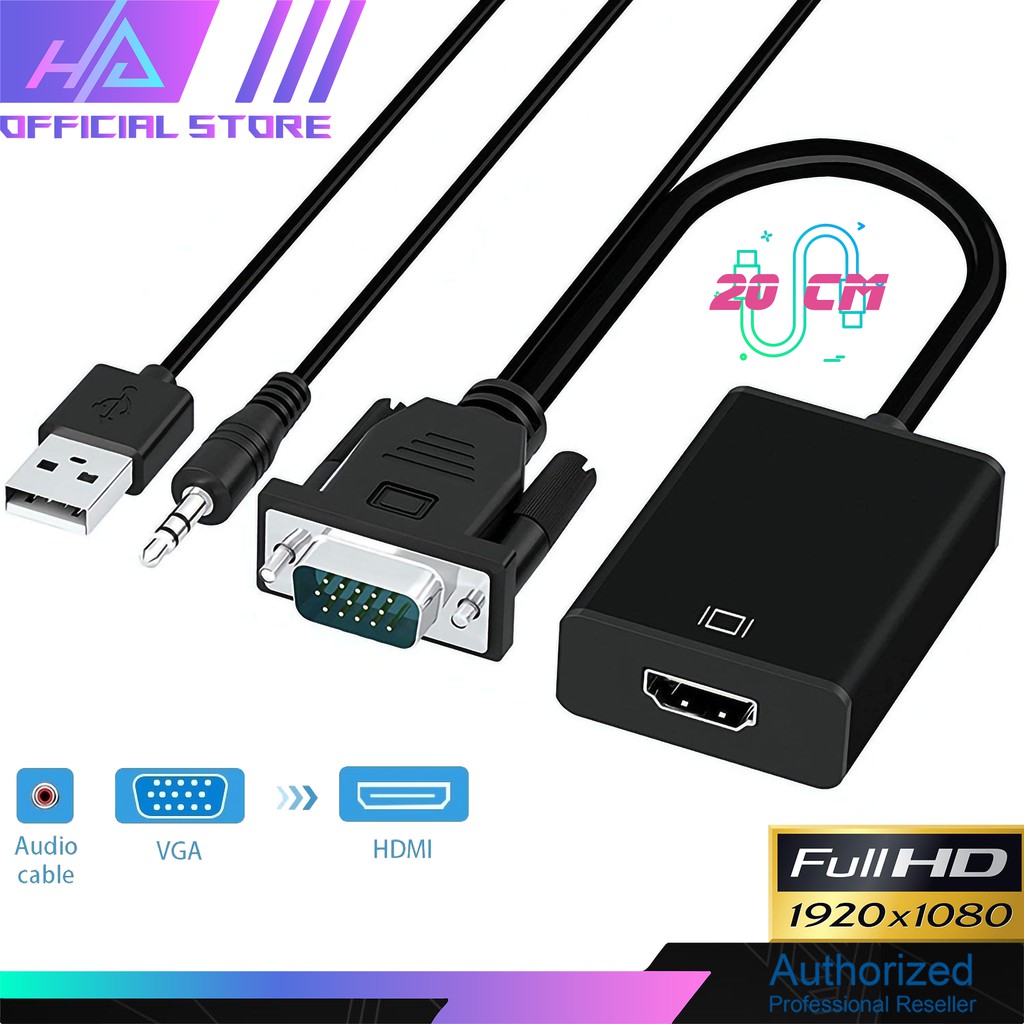 Cáp chuyển đổi VGA sang HDMI Có Audio - Hàng chất lượng - VGA TO HDMI