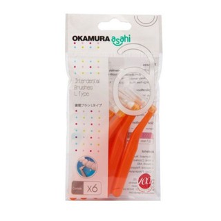 Okamura - Bàn chải kẻ răng dành cho người niềng răng dạng L (bịch 6 cây)