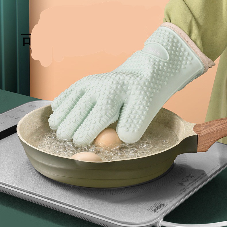 Găng tay silicon ☘ 𝑭𝑹𝑬𝑬 𝑺𝑯𝑰𝑷 ☘ Găng tay nấu ăn silicon chịu nhiệt tốt, chống trơn trượt màu xanh mint xinh xắn