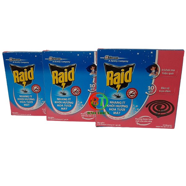 Nhang mũi ít khói các loại Raid và Jumbo hộp 10 khoanh