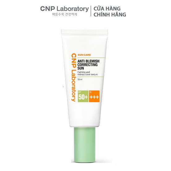 Kem chống nắng làm dịu và giảm mẩn đỏ cho da mụn CNP Laboratory Anti Blemish Correcting Sun SPF50+/PA+++ 50ml