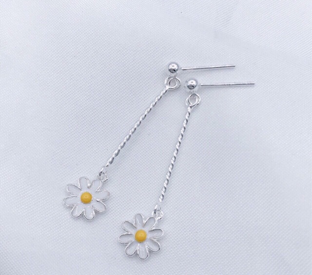 Khuyên tai 2 dây dài siêu sang chảnh bạc ta