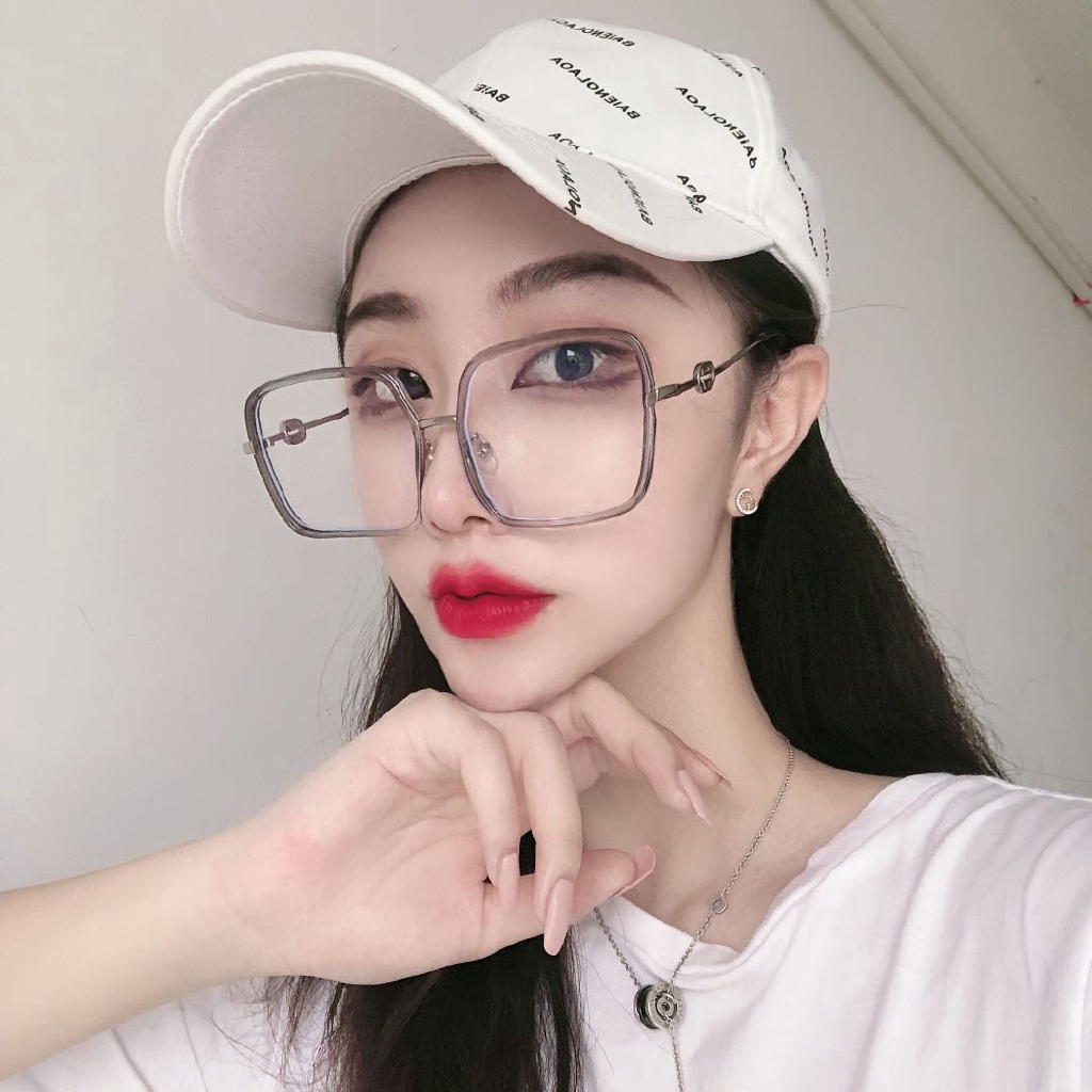 Mắt kính gọng vuông lớn bằng kim loại phong cách vintage thời trang cho nữ