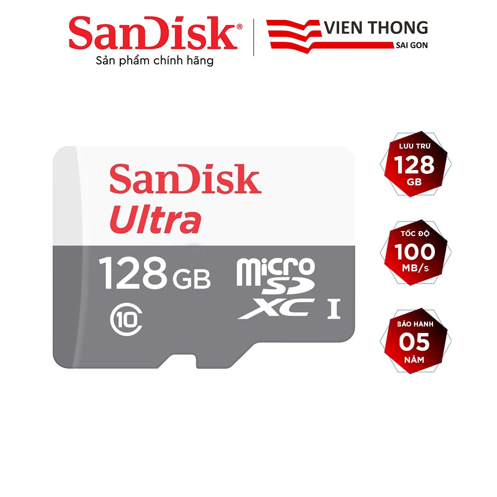  Thẻ nhớ microSDXC SanDisk 128GB Ultra 533x upto 100MB/s