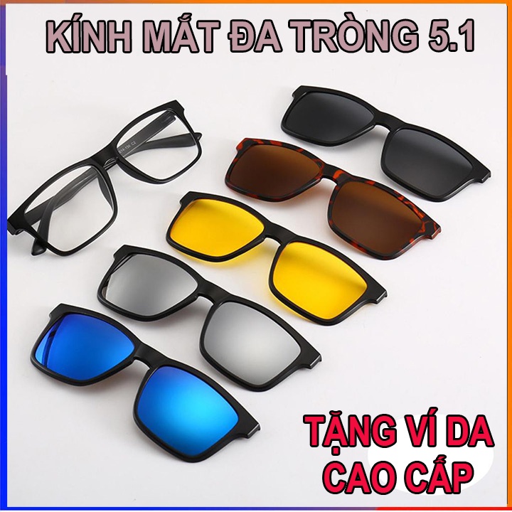 Gọng kính và kính râm 5 trong 1 siêu tiện lợi cho nam nữ
