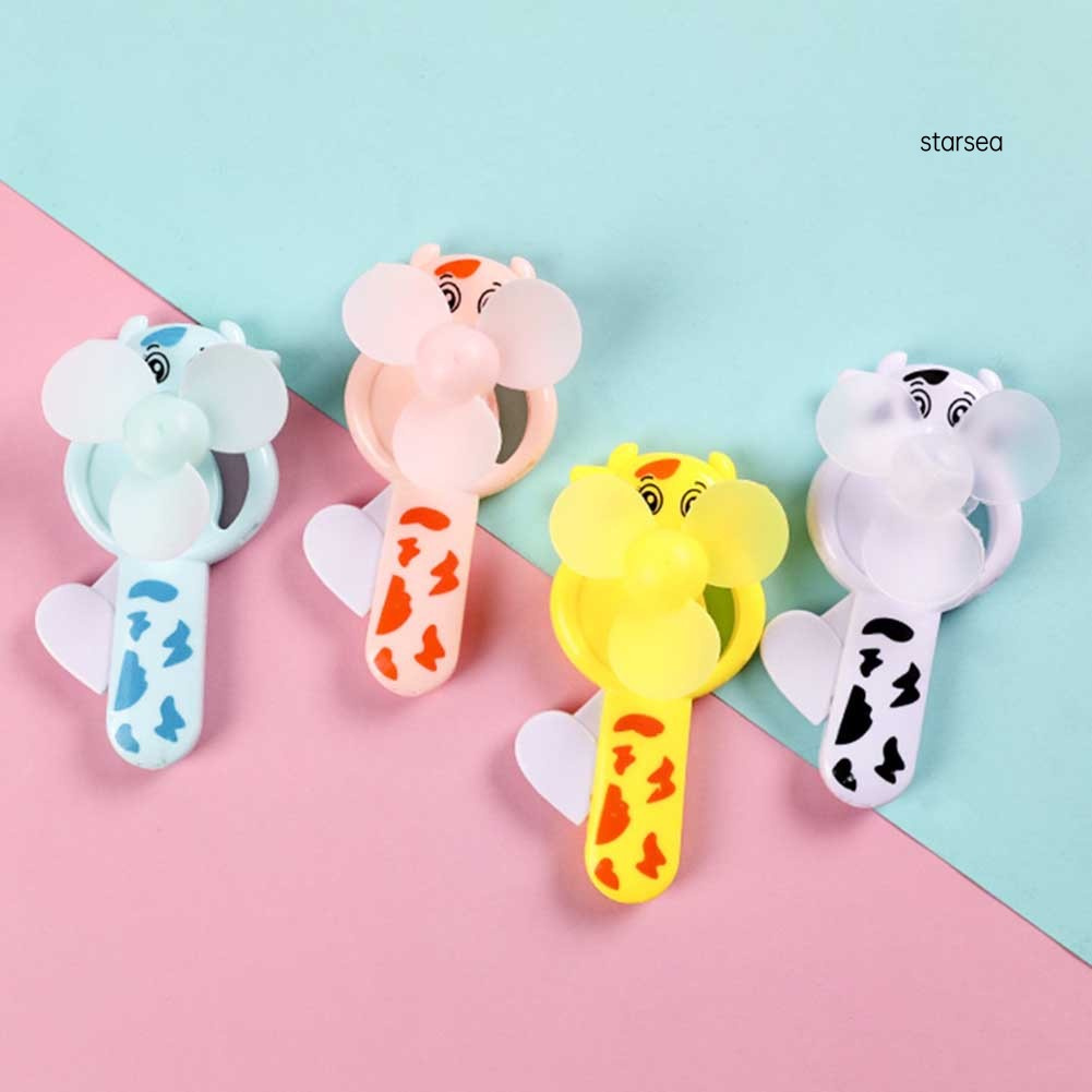 STSE_10Pcs Kids Children Cute Frog Bear Tiger Animal Hand Press Manual Cooling Fan