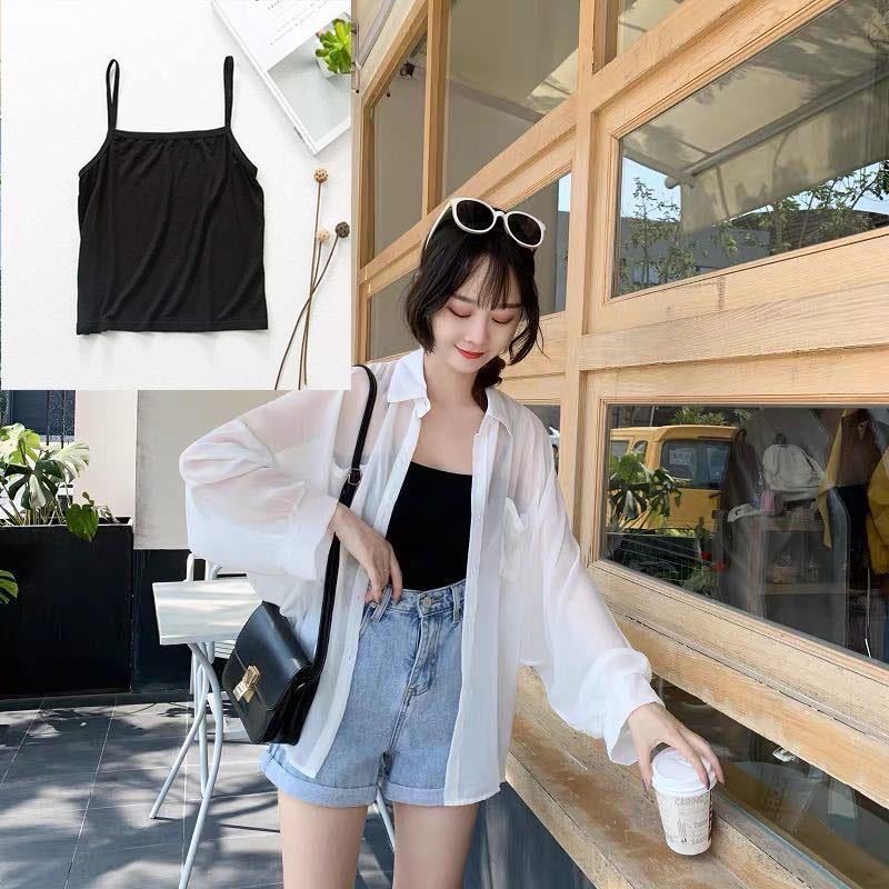 AMOI Áo Sơ Mi Khoác Ngoài Vải Voan Mỏng Dáng Rộng Thời Trang Trẻ Trung Cho Nữ