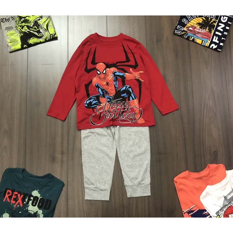 Bộ cotton dài tay place in hình cho bé trai dòng đại 14-47kg