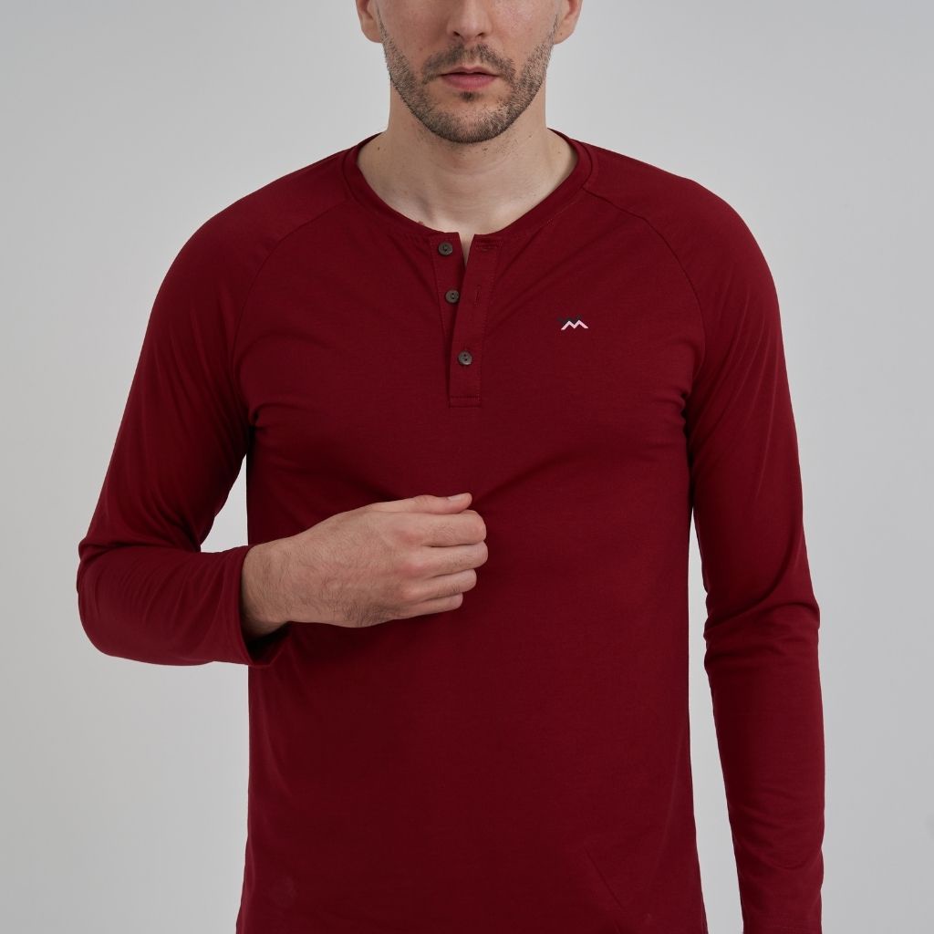 Áo thun nam dài tay chất liệu mềm mại co giãn hàng áo henley chính hãng | BigBuy360 - bigbuy360.vn