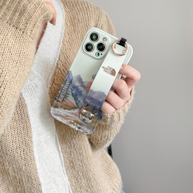 Ốp Điện Thoại In Hình Núi Tuyết Bắc Âu Có Dây Đeo Bảo Vệ Ống Kính Cho iPhone 14 13 12 11 Pro Max Plus