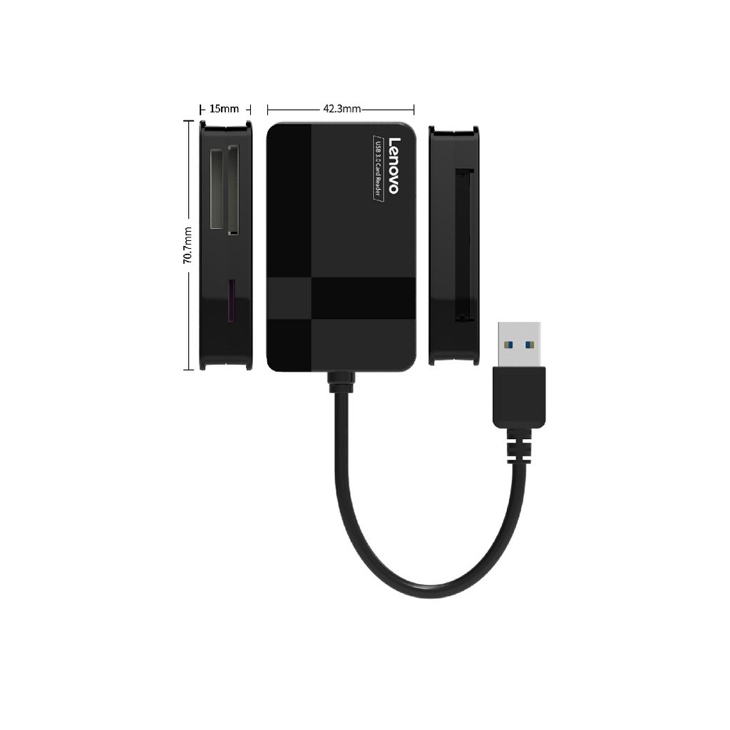 Đầu đọc thẻ USB 3.0 Lenovo D302 4 trong 1 (TF, SD, CF, MS) - Hàng Chính Hãng