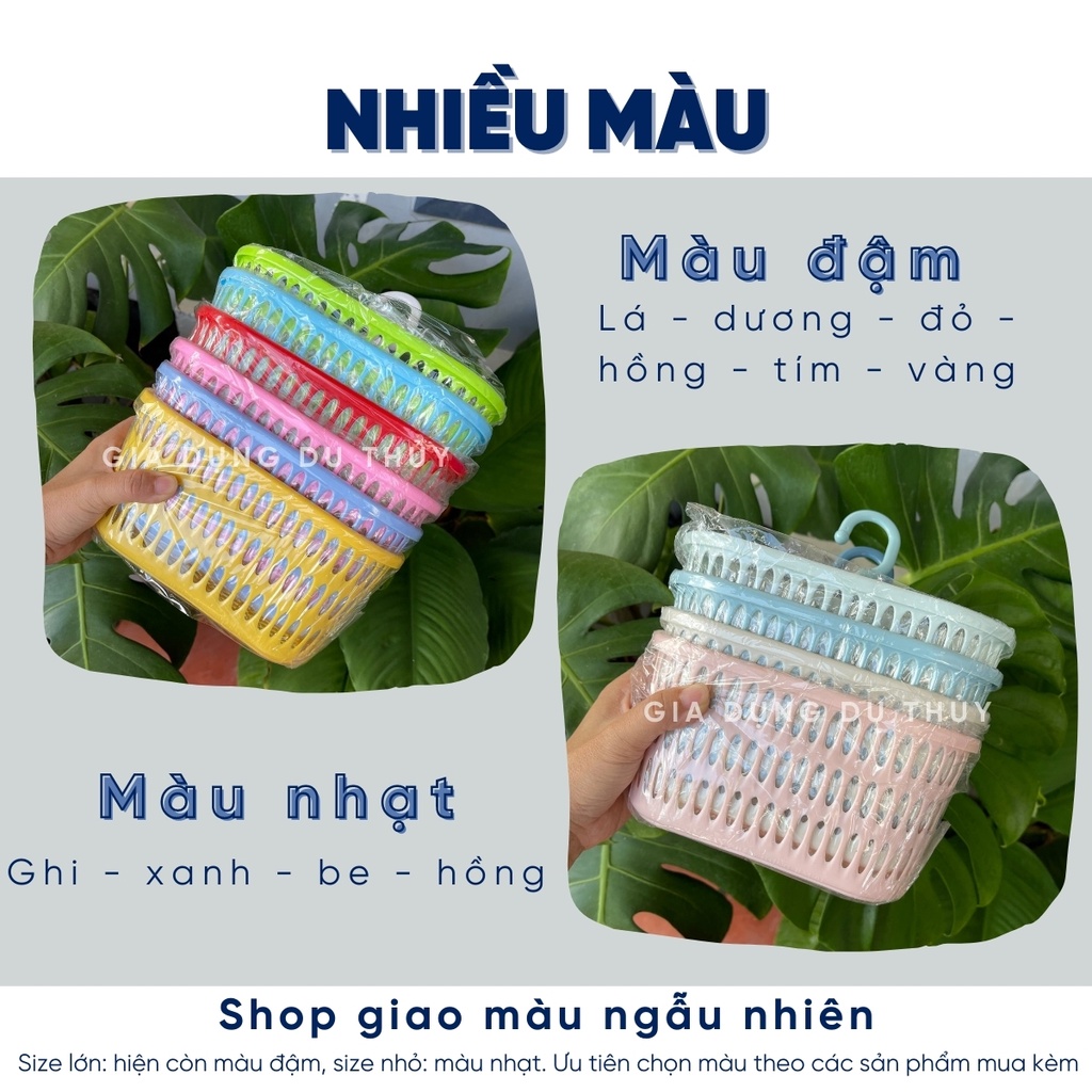 Rổ nhựa có móc treo tiện lợi màu pastel trang nhã đựng đồ nhà bếp, nhà tắm, nhựa pp an toàn của gia dụng Du Thủy