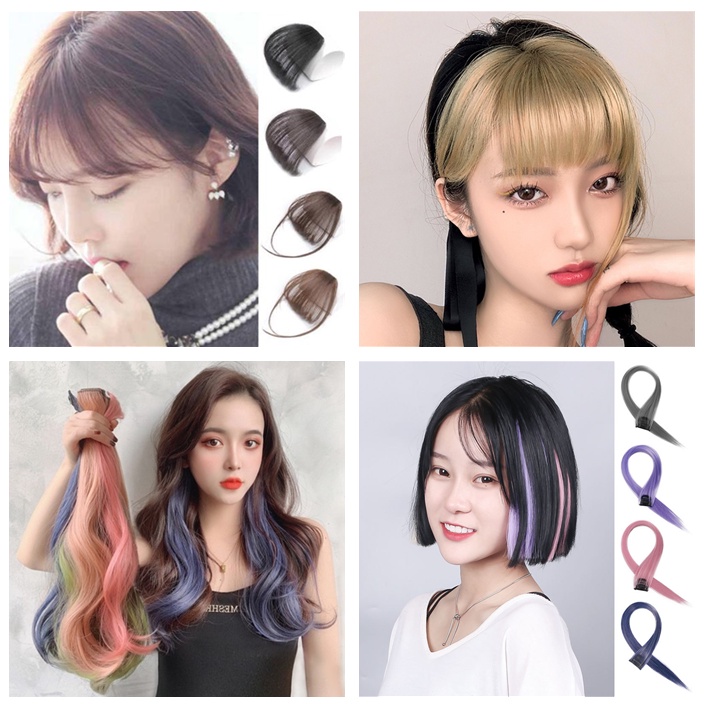 tóc giả nhuộm 1 Kẹp Tóc Mái Giả Màu Vàng Đồng Thời Trang Dành Cho Nữ