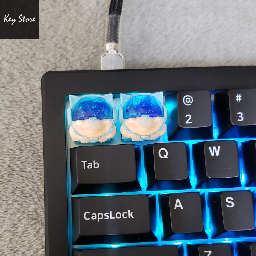 Nút bàn phím cơ artisan keycap sirius màu xanh sky kính đá
