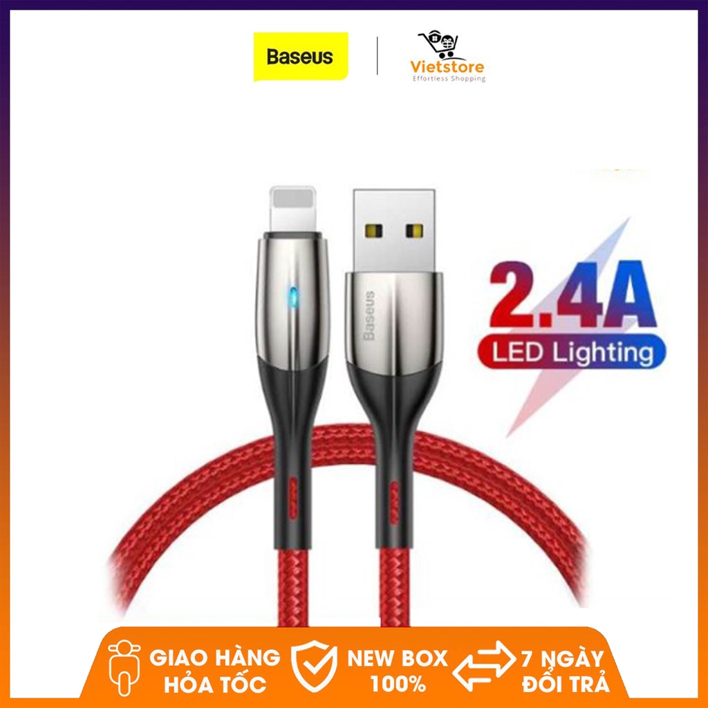 Cáp sạc siêu bền Baseus Chỉ Số 8 Pin Cáp cho ipad iPhone Xs Max Xs XR hỗ trợ Sạc Nhanh có đèn Màu Xanh LED cho IOS 13