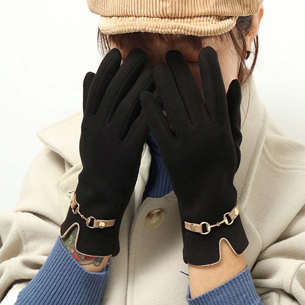 IVORY Găng Tay Năm Ngón Bằng Nhung Dày Dặn Thoáng Khí Màu Sắc Tinh Khiết Dành Cho Nữ