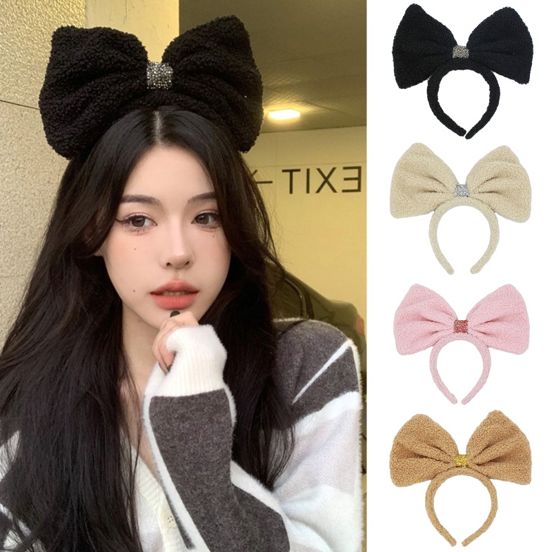 Băng Đô Nơ Cài Tóc Bằng Lông Nhung Dễ Thương Xinh Xắn Cho Bé Gái