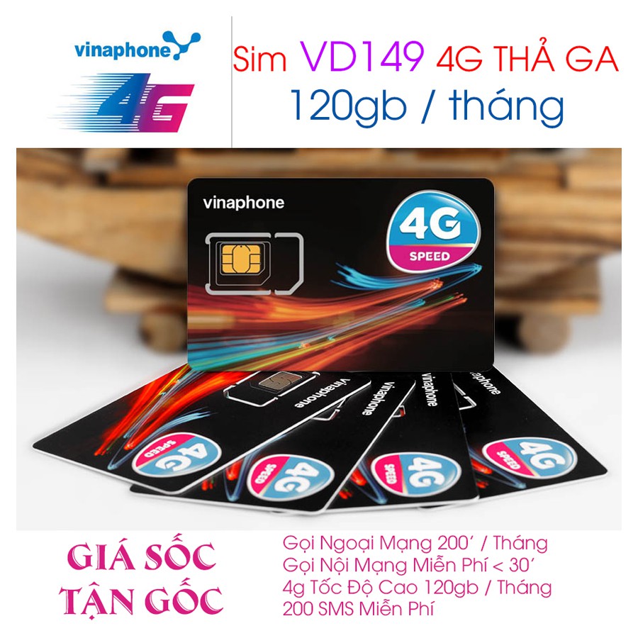 [ GIÁ GỐC ] SIM 4G VINAPHONE VD149 - D60G - MIỄN PHÍ 4G LÊN TỚI 120GB / THÁNG - Gọi Nội, Ngoại Mạng 