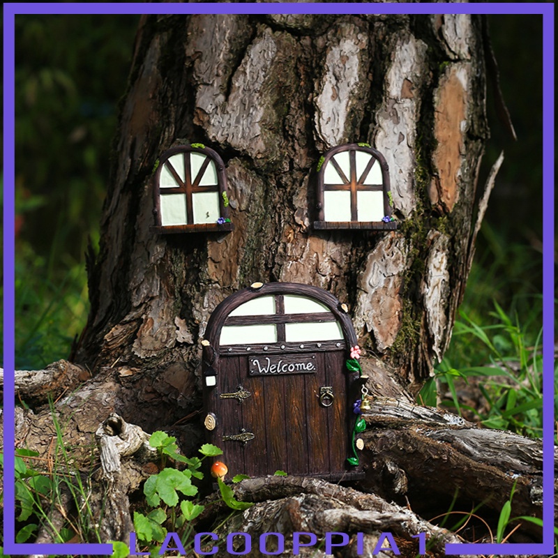 [LACOOPPIA1] Cute Fairy Door and Window Garden Mystical Decor for Kids Room Accessory