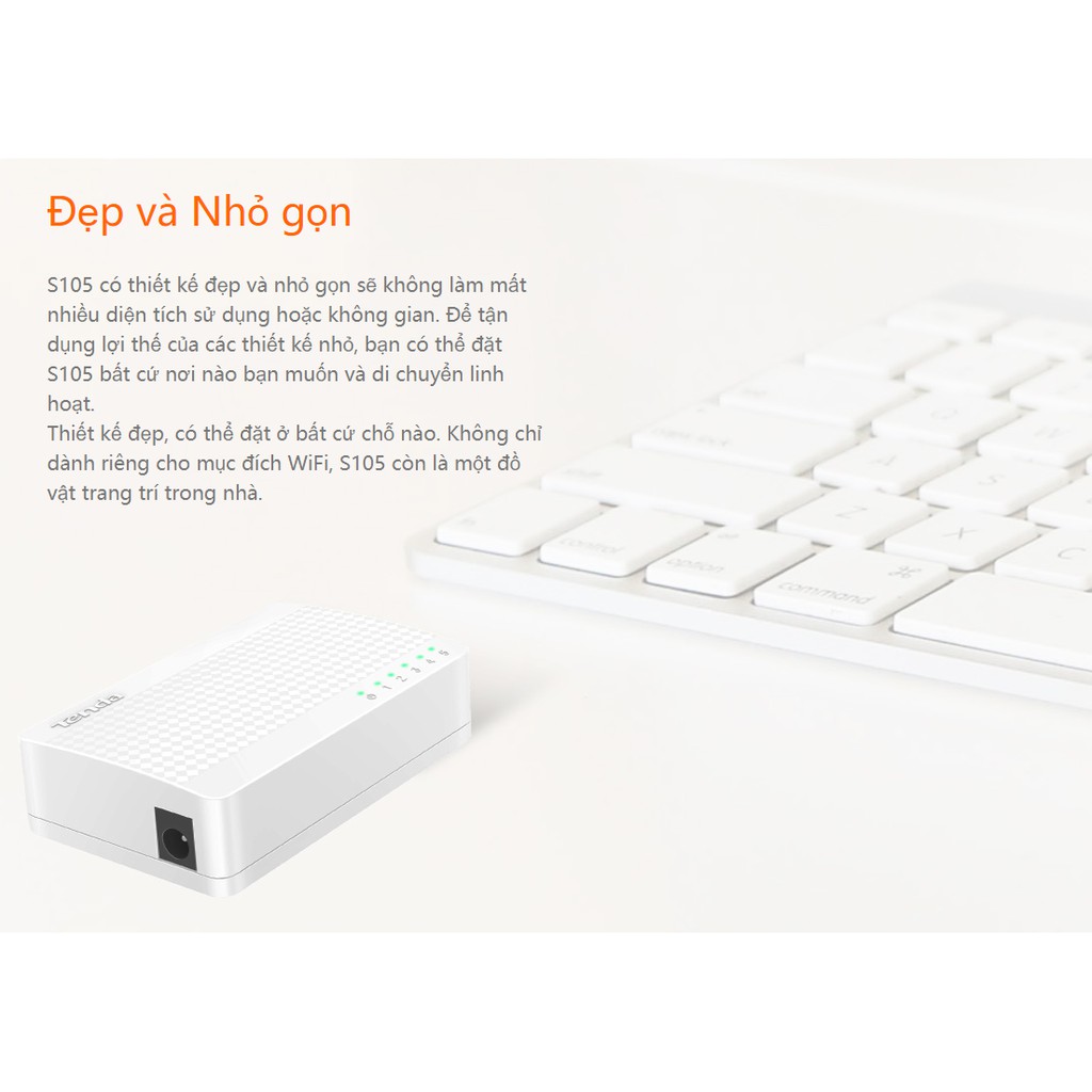 Tenda Bộ chia cổng internet 5 cổng 10/100Mbps S105 - Hàng Chính Hãng