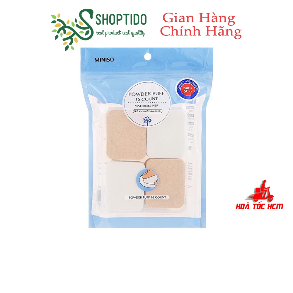 Combo 16 cái bông mút đánh phấn hình vuông mềm mịn Miniso NCC SHOPTIDO