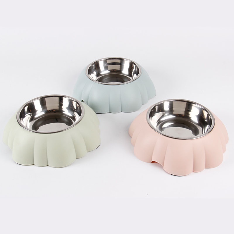 The New Petal-shaped Pet Bowl Stainless Steel Single Bowl Cat and Dog Food and Drinking Dual-use Pet Bowl Is Fashionable and Durable