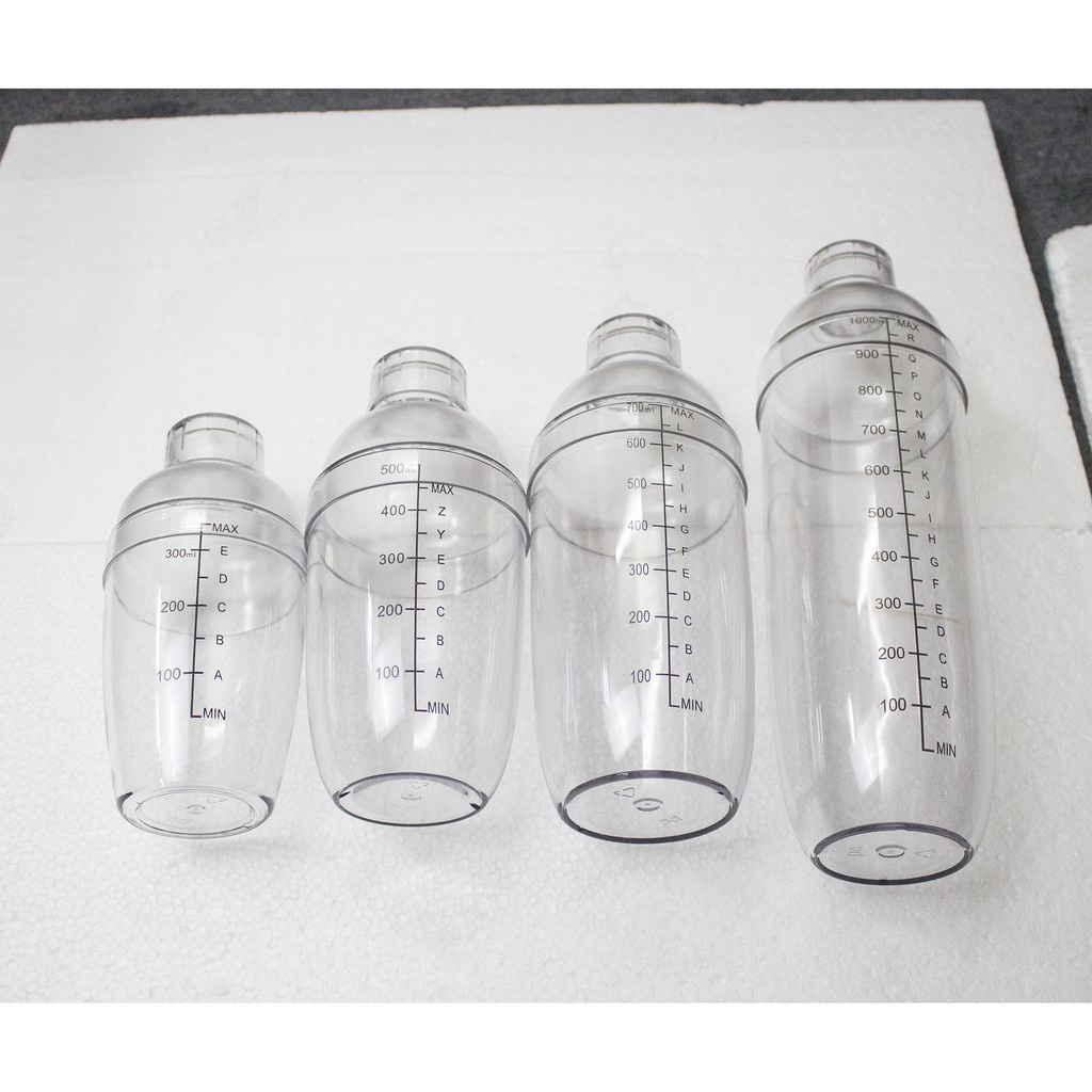 Bình lắc Shaker nhựa pha chế cà phê, cocktail, bartender 350ml - 500ml - 700ml -1000ml - Dụng Cụ Pha Chế Đà Nẵng