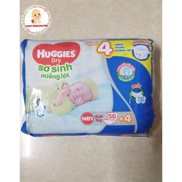 Miếng lót Sơ Sinh Huggies NB1-56+4/NB1- 100 miếng - NB 1 100 (gói 100 miếng)