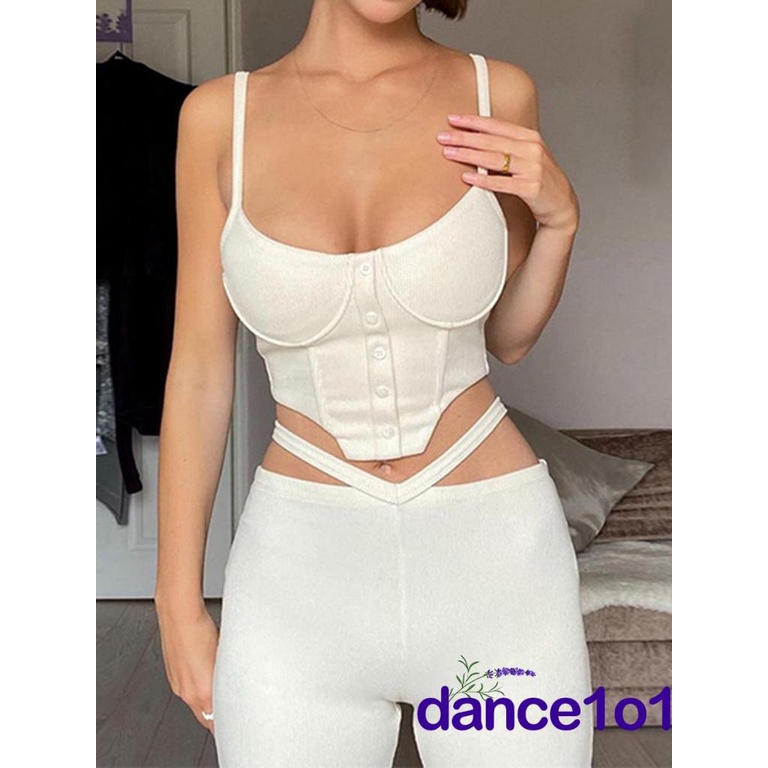☌KK✭Women Tanks Tops + Long Flared Pants, Hollow Waist Trim Skinny Fit Solid Color Summer Clothing