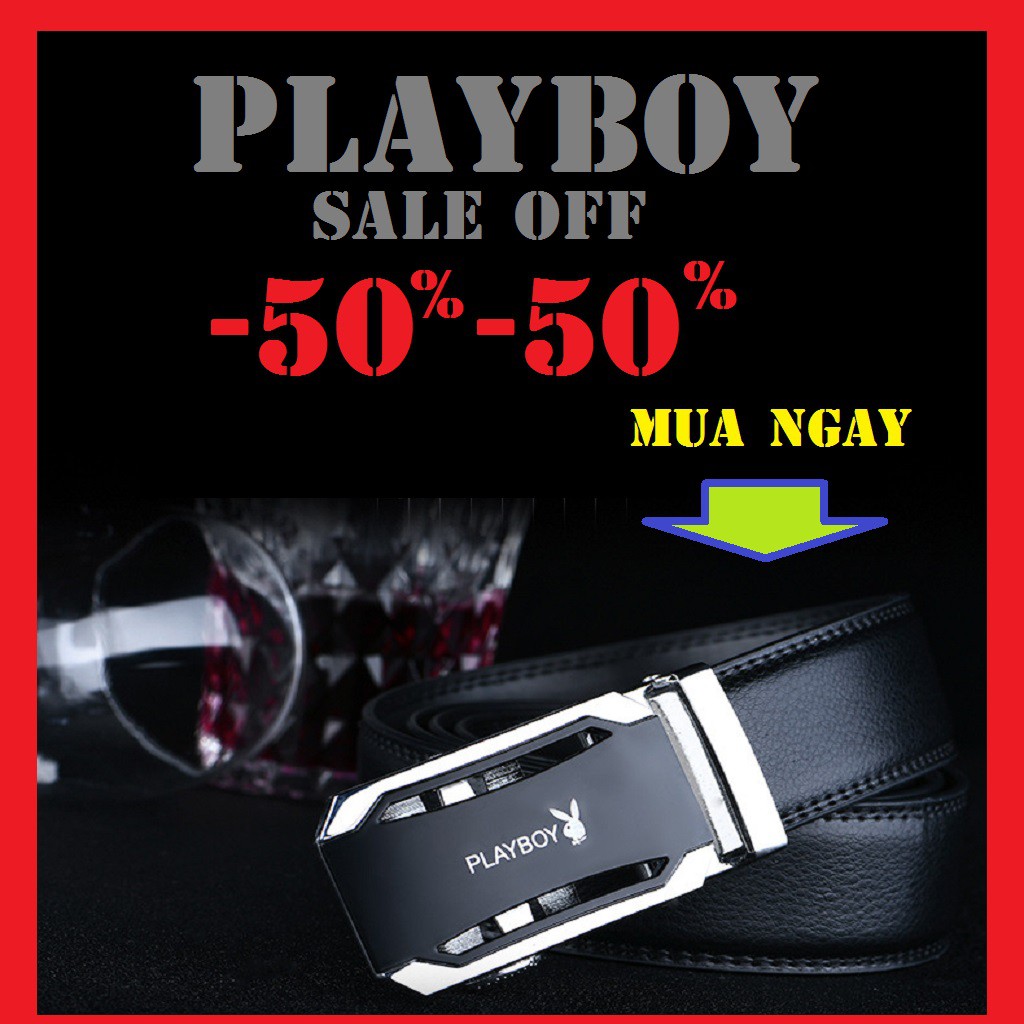 [Dây lưng] Thắt Lưng Nam PLAYBOY Siêu Xịn Khóa Tự Động Cao Cấp Dây Nịt Da Bò 100% Chính Hãng Mặt Vàng Nam Tính CKO-39622