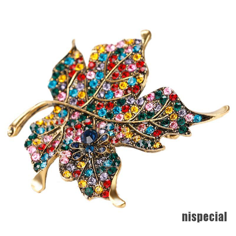 [nis-beauty] Colorful Maple Leaf Piercing Brooch Pin Collar Decor Badge Corsage Women Jewelry