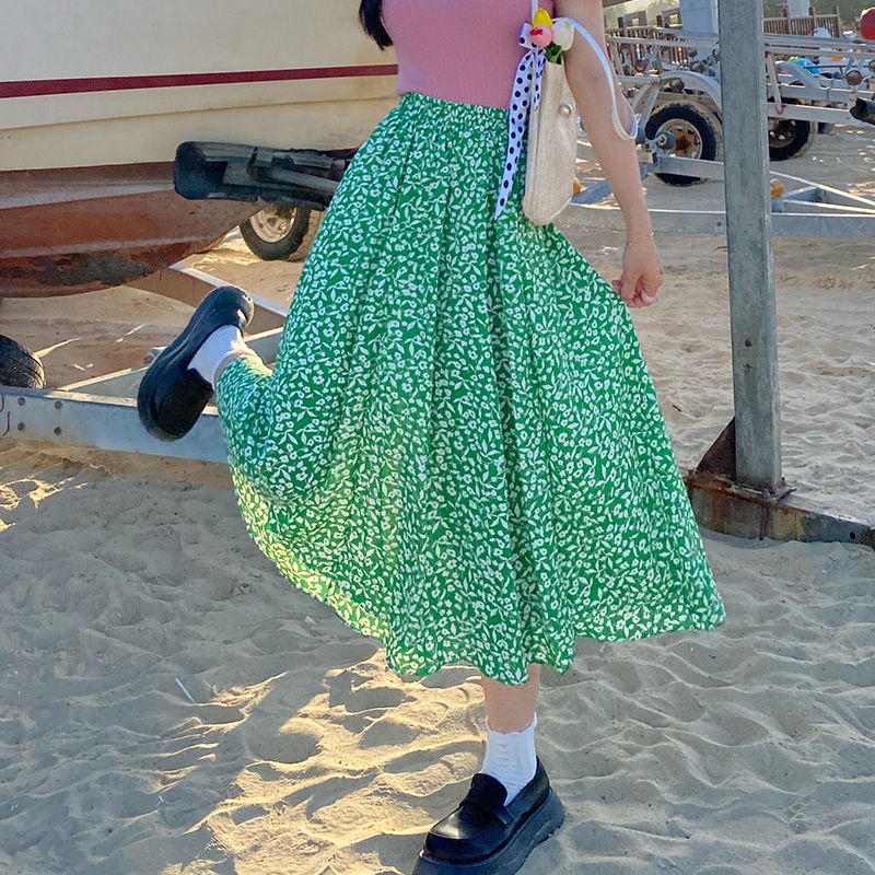 Chân Váy Voan Dài Lưng Cao Họa Tiết Hoa Thời Trang Mùa Hè Cho Nữ Y25