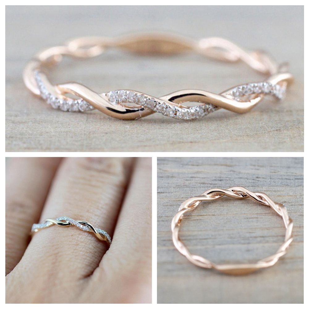 MELODG Party Band Shape Women Charm|Thin Twisted Ring