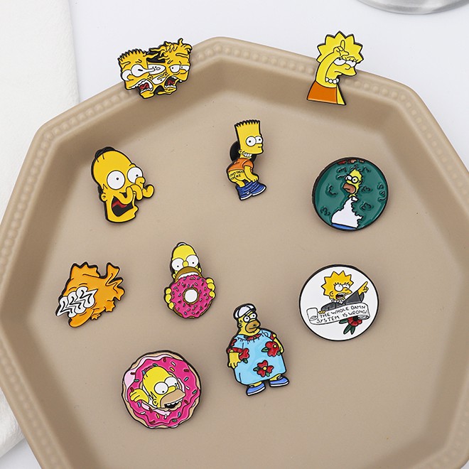Ghim cài áo QIHE JEWELRY hình hoạt hình The Simpsons vui nhộn thịnh hành