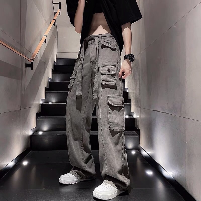 Quần kaki ống rộng túi hộp 4 túi kèm đai unisex hiphop Ulzzang siêu chất ❤️
