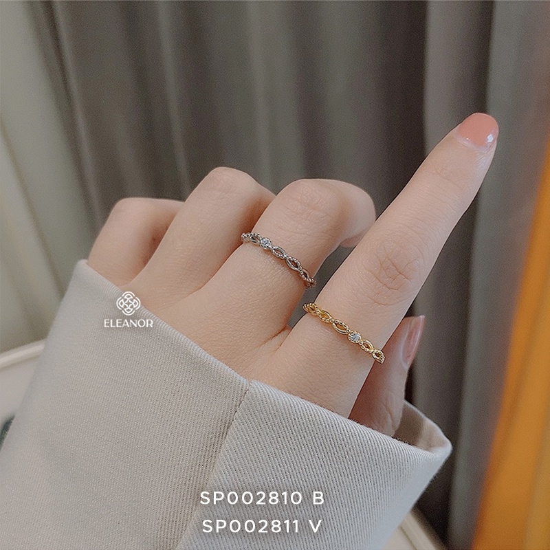 Nhẫn Bạc Nữ Eleanor 2 Màu Phong Cách Vintage Đính Pha Lê Sang Trọng