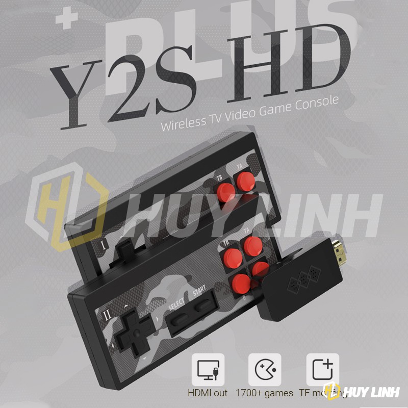 Máy chơi game 4 nút HDMI không dây Y2S-HD Plus Tích hợp 1700+ game - Hỗ trợ dowload và save game