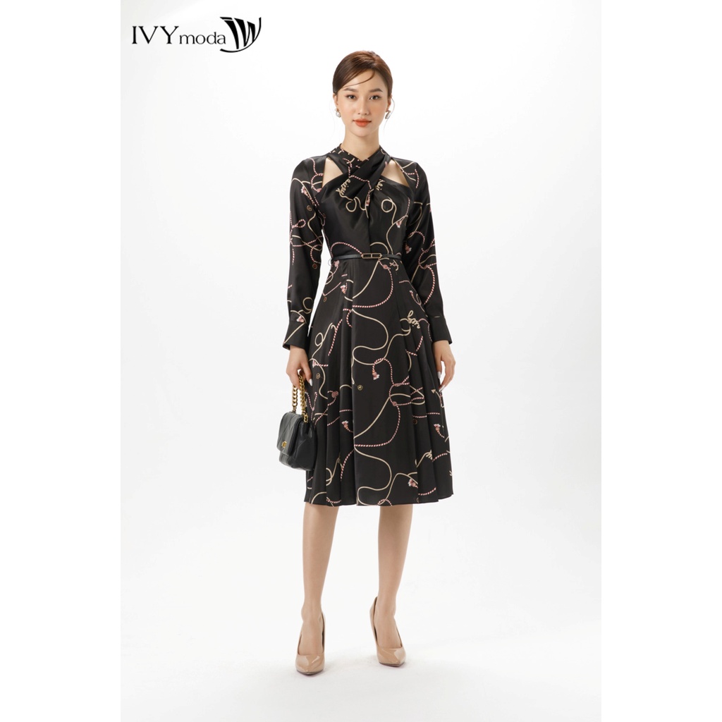 Đầm họa tiết cut-out IVY moda MS 48B9146