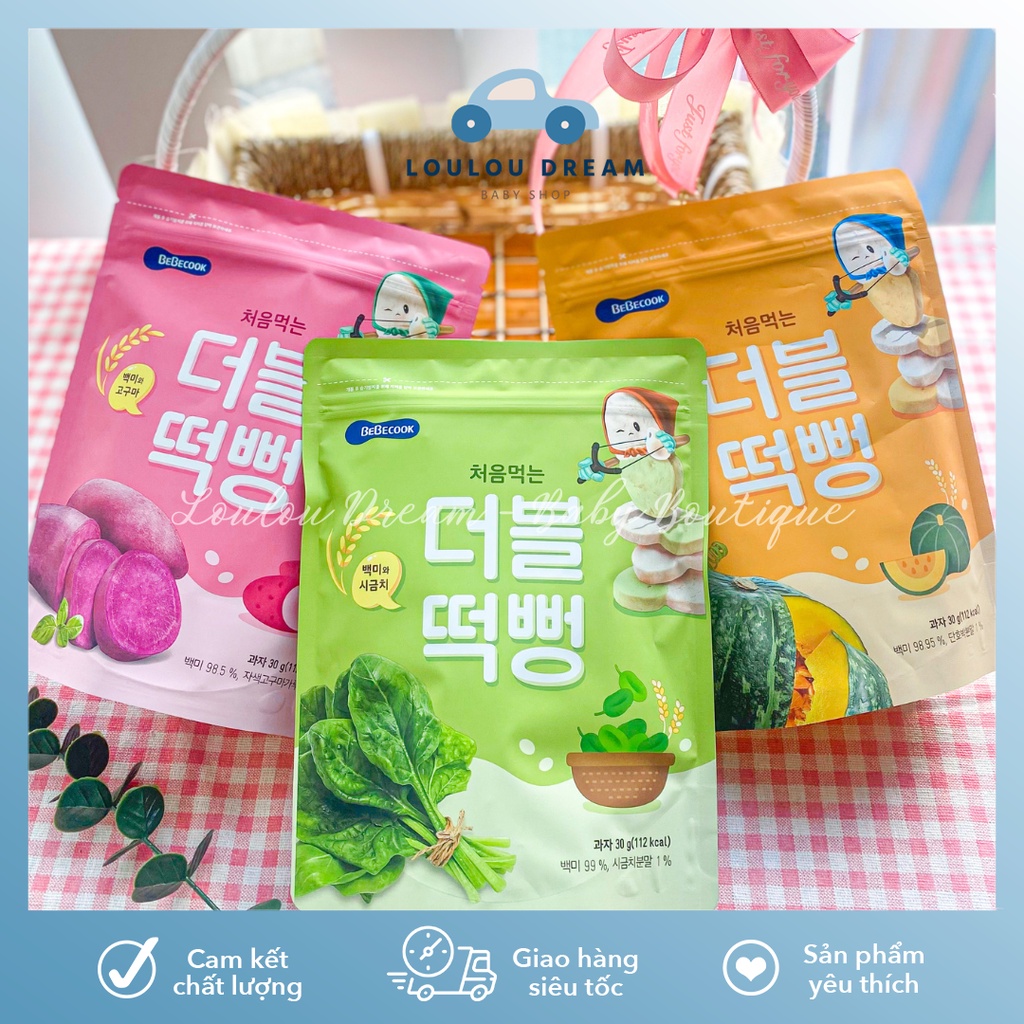 Bánh gạo Bebecook Hàn Quốc hữu cơ gói 30gr cho bé từ 6 tháng [BAY AIR]