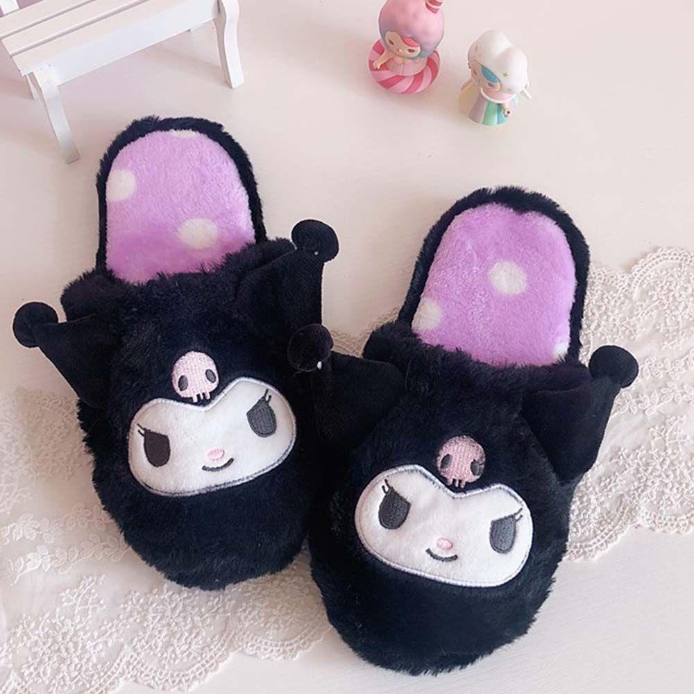 Dép Bông Đi Trong Nhà Mềm Mại Hình Kuromi Furry