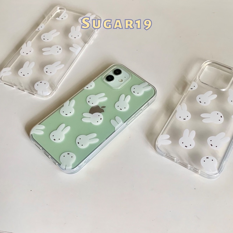 Ốp lưng trong suốt in hình thỏ trắng Bunny Sugar19
