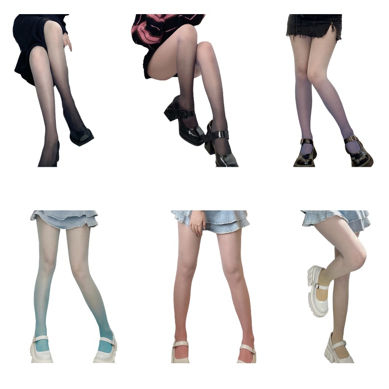Xixi Quần Tất Vải Lụa Mỏng Màu Gradient Phong Cách Gothic Harajuku Ngọt Ngào Cho Nữ
