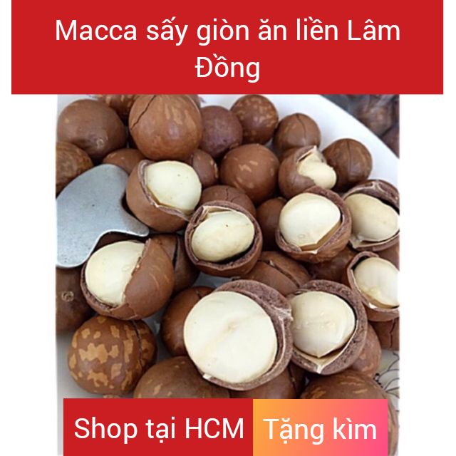 (tặng kìm) 500G NHÂN/ QUẢ MACCA LÂM ĐỒNG SẤY GIÒN ĂN LIỀN