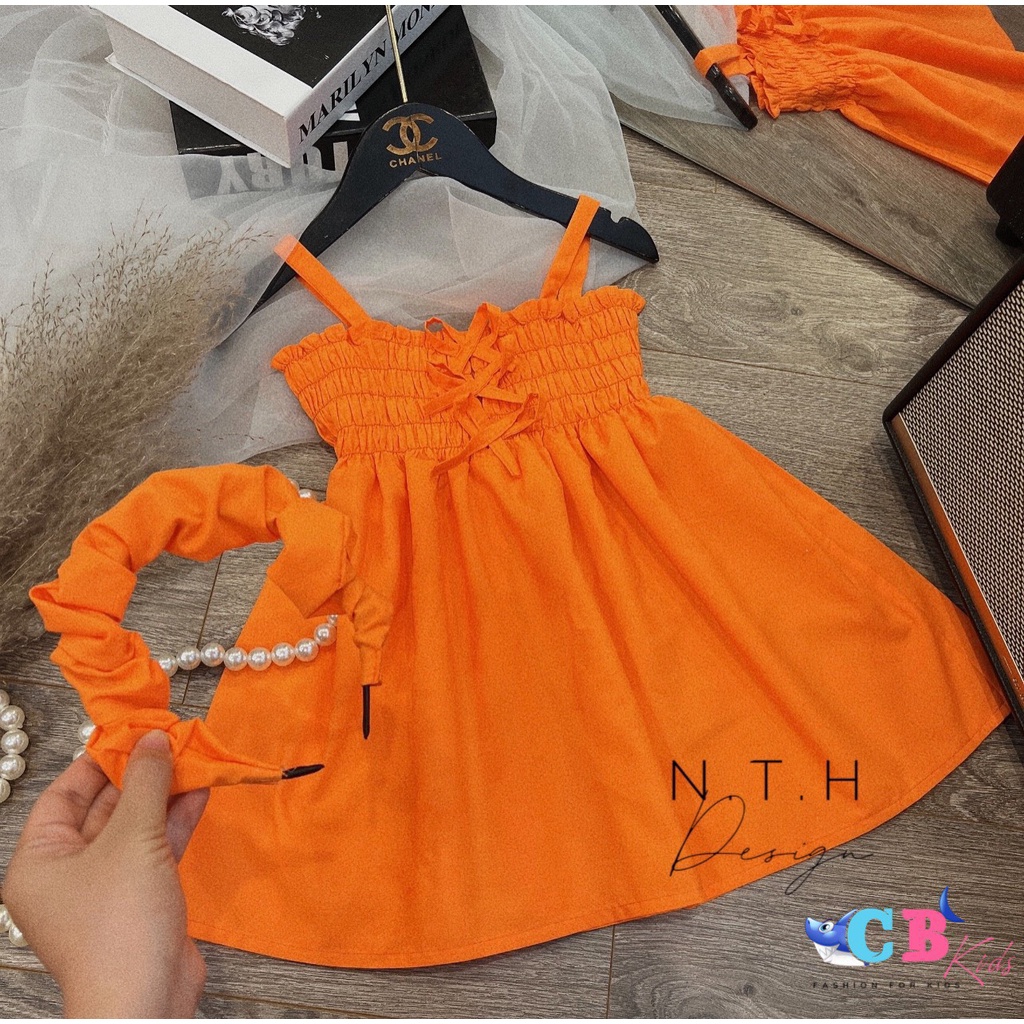 Váy bèo nhún KÈM BỜM xinh cho bé gái - VBKB
