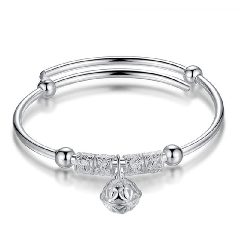 Women 925 Sterling Silver Beaded Bracelet Ladies Bangle Charm Jewellery Gift
