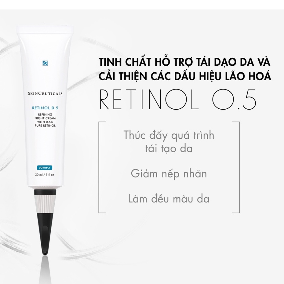 Kem Retinol Tinh Khiết 0.5% Giúp Tái Tạo Da và Cải Thiện Các Dấu Hiệu Lão Hóa Skinceuticals​ Retinol 0.5 30ml